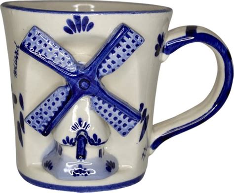 Delfts Blauw Porselein Mok Molen Souvenir Holland Bol