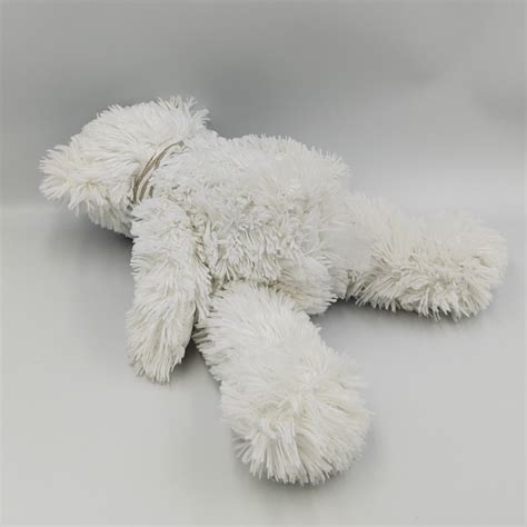 Doudou ours blanc écharpe rayé beige ENESCO