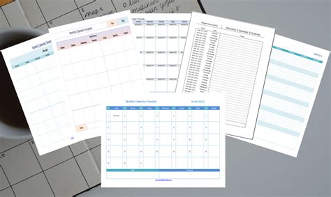 11 Free Monthly Calendar Schedule Templates - Printable Formats