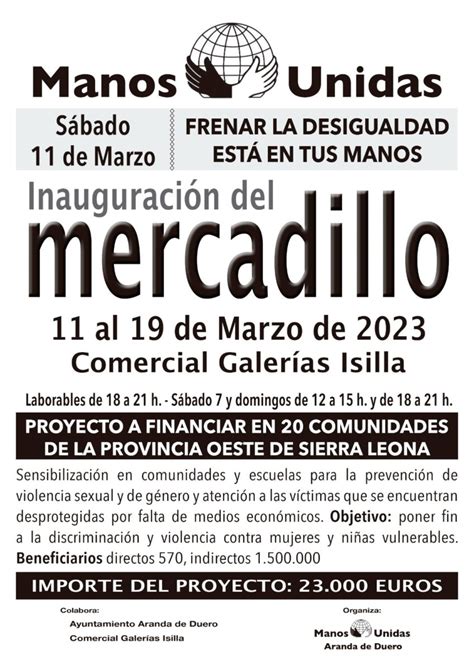 Mercadillo Solidario De Manos Unidas Aranda De Duero Marzo 2022