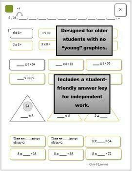 Multiplication Groups Of 8 Fact Fluency Guided Practice Set 1 TPT