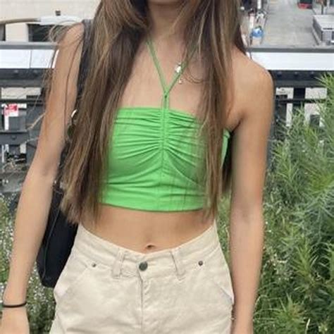 Stunning Zara Green Halter Crop Top Perfect Summer Depop