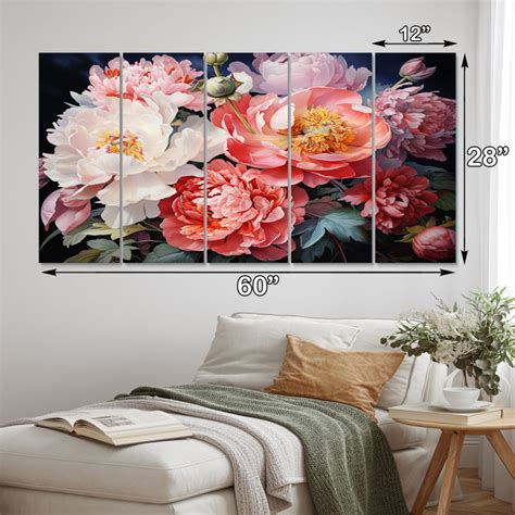 Winston Porter China Art Peony Bouquet On Canvas Pieces Print