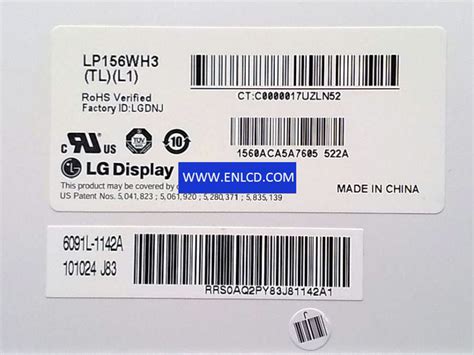 LP156WH3 TLL1 LG Display LCD Panel Replacement For Laptop ENLCD