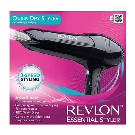 Revlon Essential Quick Dry Styler 1875 Watt Full Size Turbo Hair Dryer