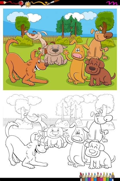 Page De Livre De Coloriage Groupe De Personnages De Dessins Anim S