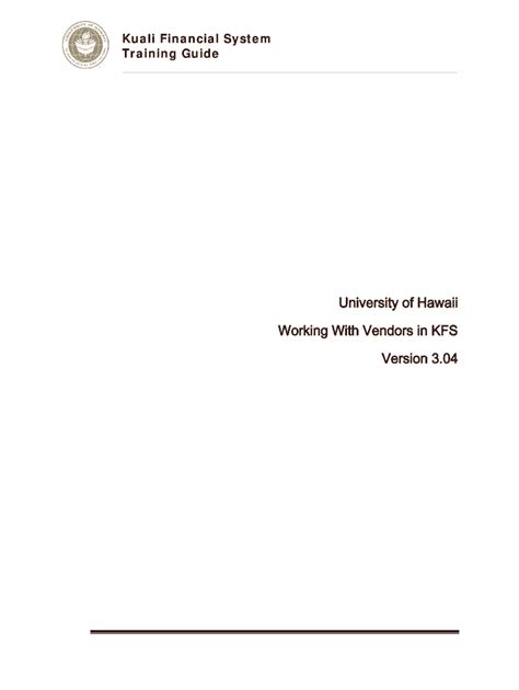 Fillable Online Fmo Hawaii Working With Vendors In Kfs Working With