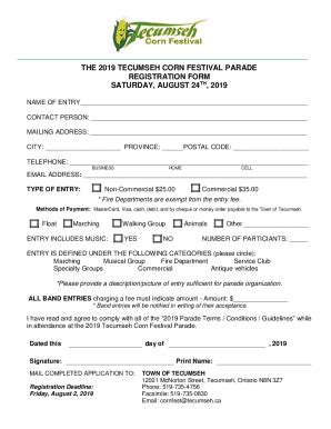 Fillable Online ONLINE PARADE REGISTRATION FORM Fax Email Print PdfFiller