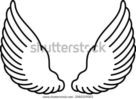 Angel Wings Vector Outline Icon Stock Vector (Royalty Free) 2080329001 | Shutterstock