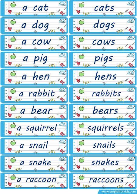 Singular And Plural Nouns Flashcards Plurals Singular And Plural Singular And Plural Nouns