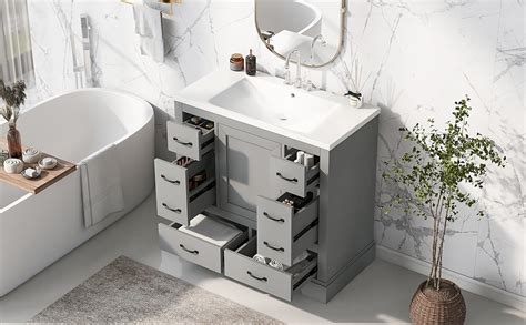 Amazon 36 Bathroom Vanity With Sink 6 Drawers 1 Door And