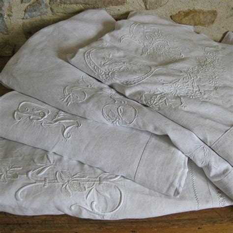 Antique French Linen Sheet With Monogram Pm Etsy Linen Sheets