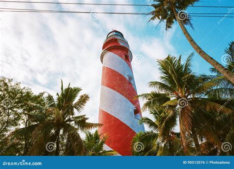 Thangassery Lighthouse on the Cliff Surrounded by Palm Trees and Big Sea Waves on the Kollam ...