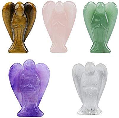 Guardian Angels Set Of Crystals Gemstone Carved Mini Statue