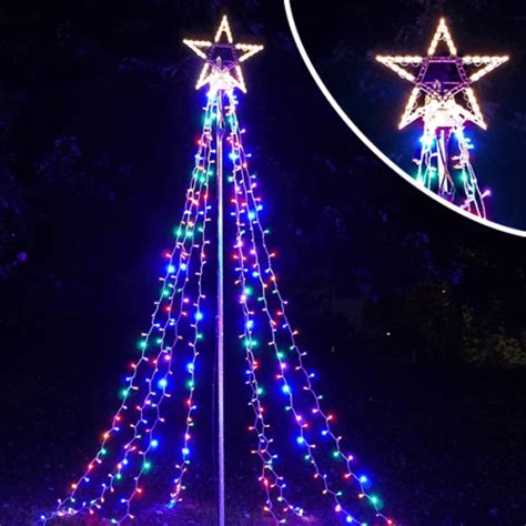 Fairybell Flagpole Christmas Tree Lights Ft Bulbs Multi Color