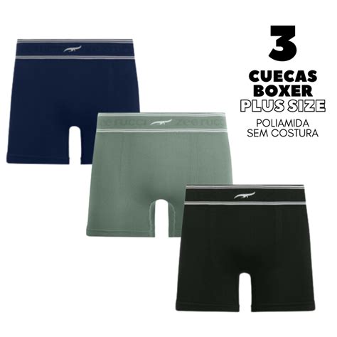 Kit Cuecas Boxer Plus Size Sem Costura Em Poliamida Microfibra Zee