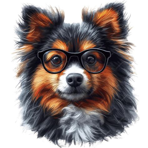 Premium PSD | A pomeranian in german toy spitz glasses isolate images