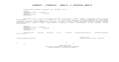 Download Doc Surat Kuasa Wali Nikah