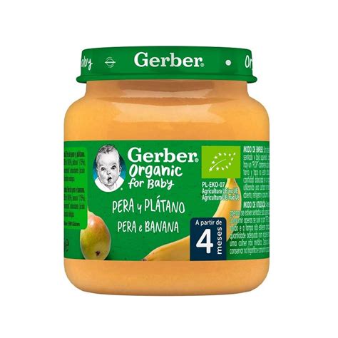 Gerber Organic Tarrito Puré De Pera Y Plátano 4 Meses 125g【oferta】