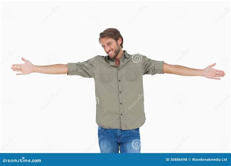 Man Standing With Arms Outstretched Stock Photo Image Of Stylish