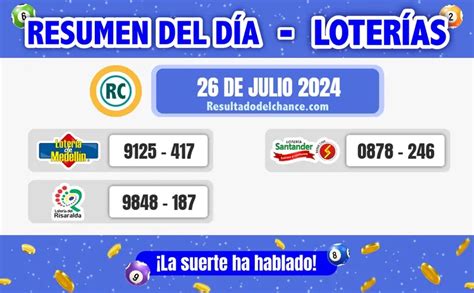 Últimos Resultados De Loterías De Medellín Risaralda Y Santander De