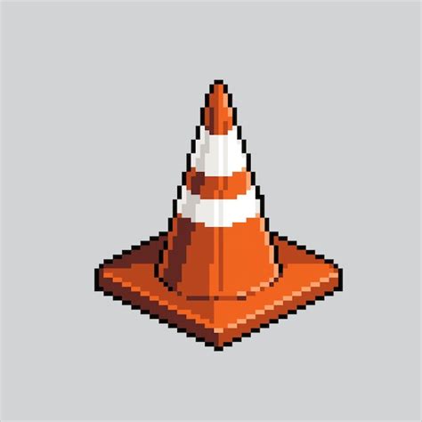 Premium Vector | Pixel art illustration traffic cone Pixelated traffic cone traffic cone safety ...