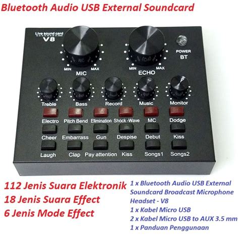 V Usb Bluetooth External Soundcard Live Broadcast Microphone Headset