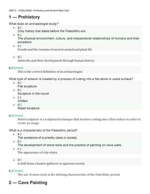 Art History 1 UNIT 2 Milestone UNIT 2 MILESTONE 2 1 Which Of The