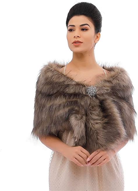 Yikisdy Bride Faux Fur Shawl S Party Fur Wraps And Cape Bridal Fur