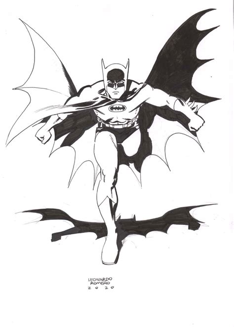 Batman Silver Age Illo Inks By Leonardo Romero In Chiaroscuro Studios