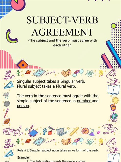 Subject Verb Agreement The Subject And The Verb Must Agree With Each