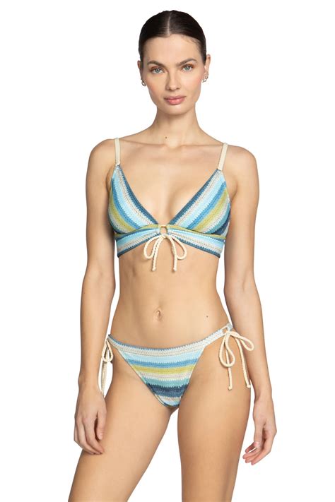 Lyra Striped Over The Shoulder Bikini Top Everything But Water