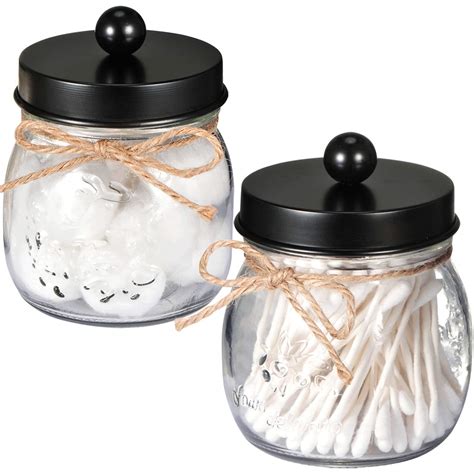 Buy SheeChung Apothecary Jars Set Mason Jars Set Black Qtip Holder