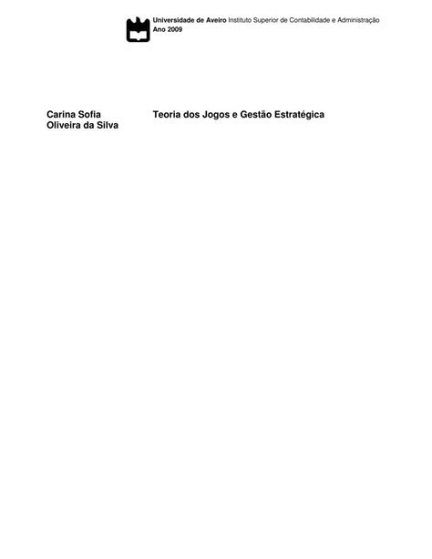 PDF Carina Sofia Teoria dos Jogos e Gestão Estratégica PDF