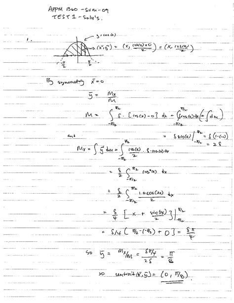 Centroid - Calculus Two - Solved Exam - Docsity