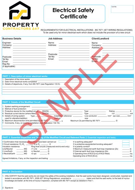 Electrical Safety Certificate Wa 8
