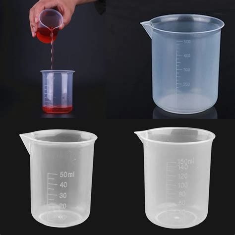 3Pcs Clear White Plastic Liquid Measuring Cup Beaker For Lab Kitchen ...