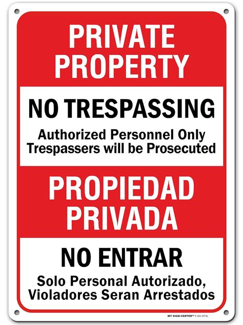 No Trespassing Signs Private Property Bilingual Englishspanish 10” X