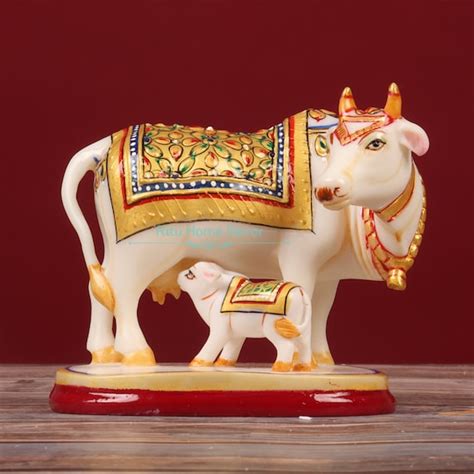 Cow Calf Culture Marble Statue 3 Kamdhenu Cow & Baby - Etsy