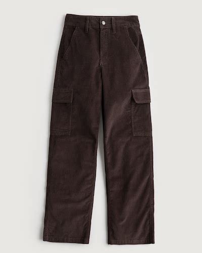 Womens Ultra High Rise Corduroy Baggy Cargo Pants Womens Bottoms