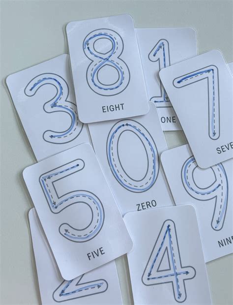 number tracing cards printable early writing skills numeracy