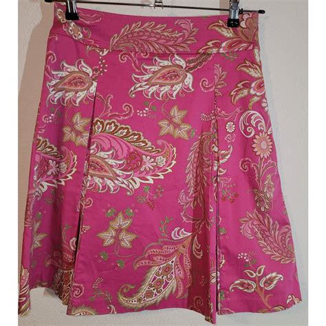 George George Pink Gold Floral Print Pleated A Line Midi Skirt 4 Grailed