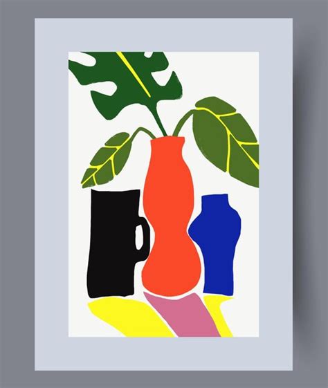 Premium Vector Still Life Plants Aesthetic Vases Wall Art Print