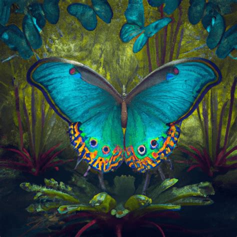 Beautiful Peacock With Butterfly Wings In Exotic Jungle Background