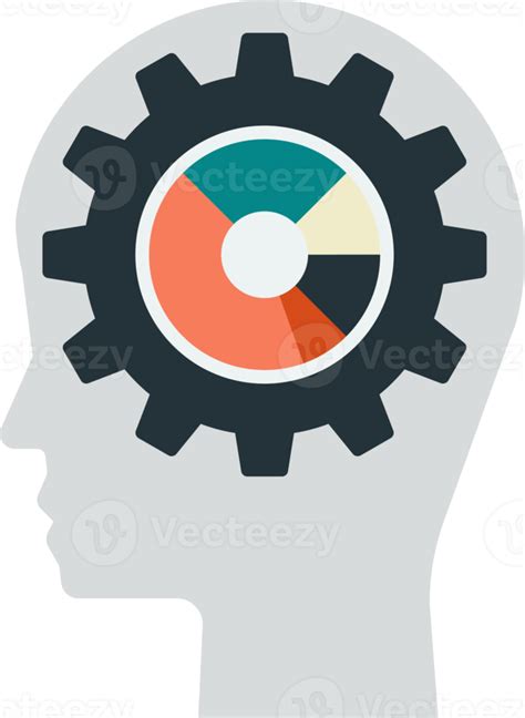 Human Head And Cog Illustration In Minimal Style 13928672 Png