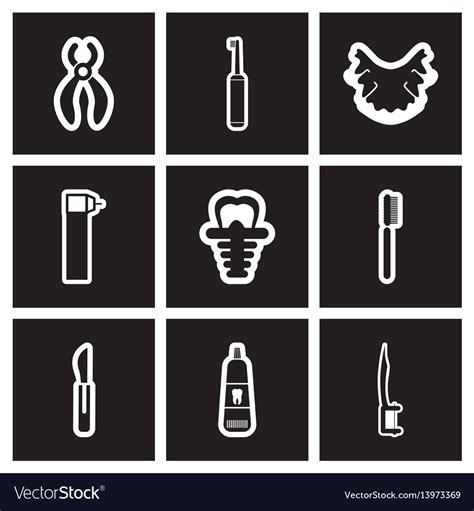 Assembly Stylish Black And White Icons Stomatology