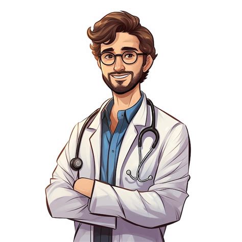 Premium Photo Professional Care Handdrawn Cartoon Male Doctor