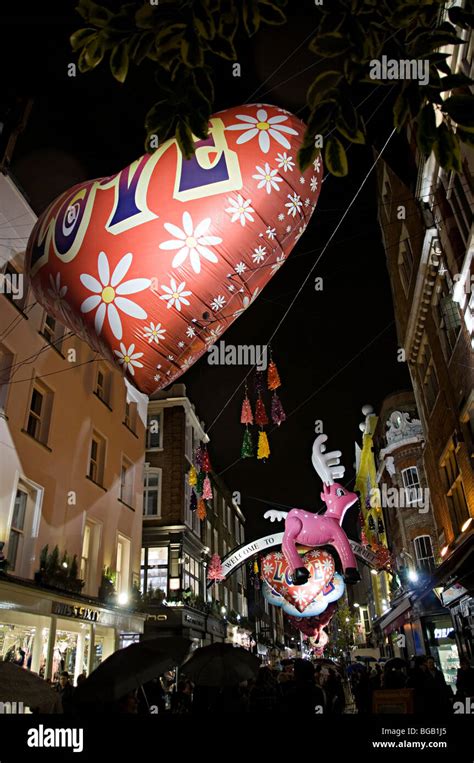 Carnaby Street London Christmas Street Decorations Stock Photo Alamy