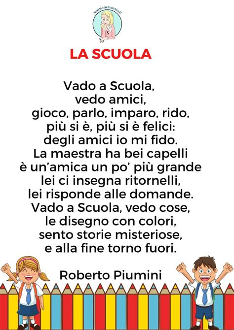 Poesie E Filastrocche Per Il Primo Giorno Di Scuola Maestraemamma