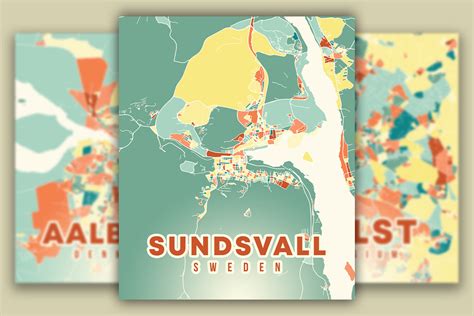 Sundsvall Sweden Colorful Poster Map Graphic by Poster Boutique ...